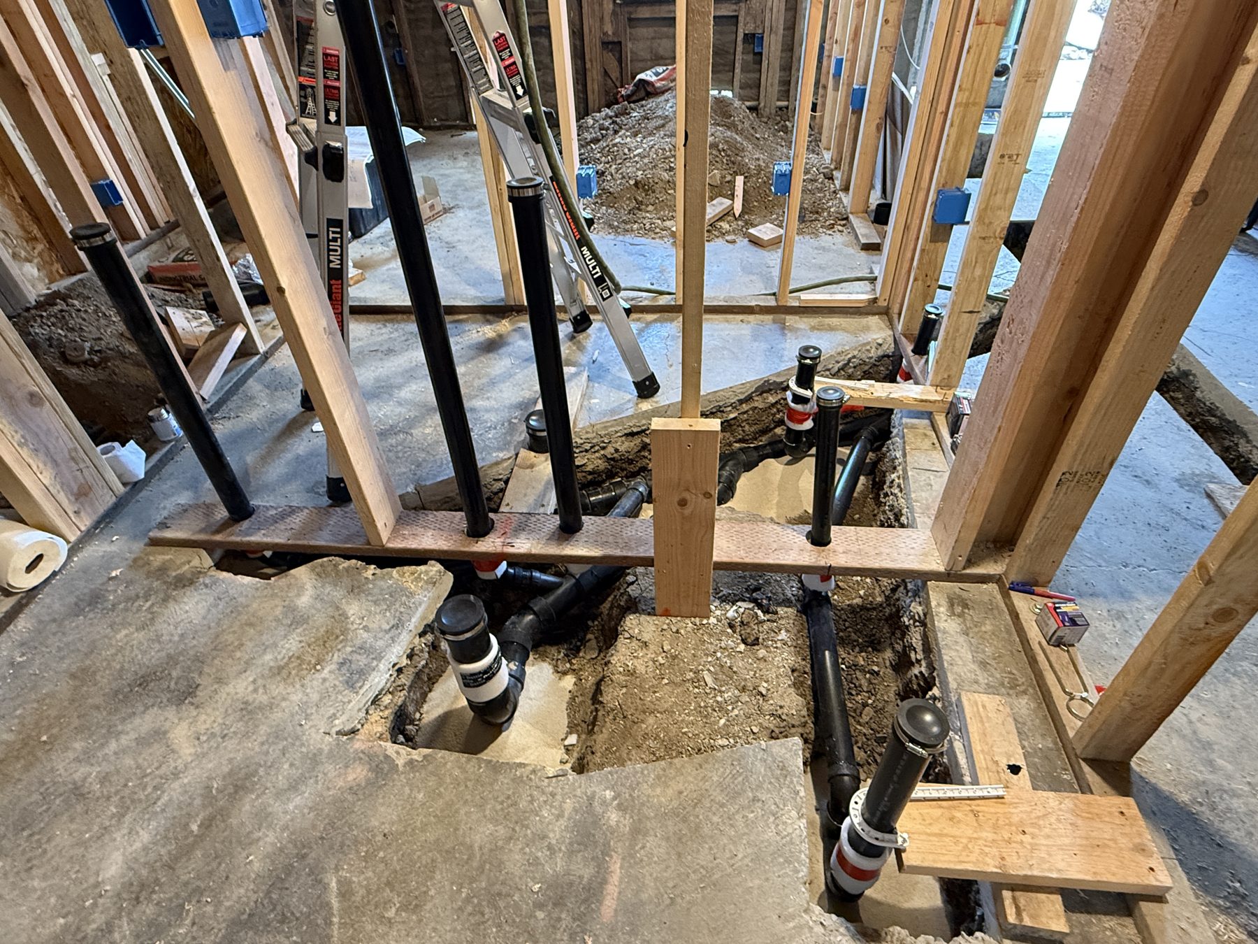 Underground ABS sewer piping installation